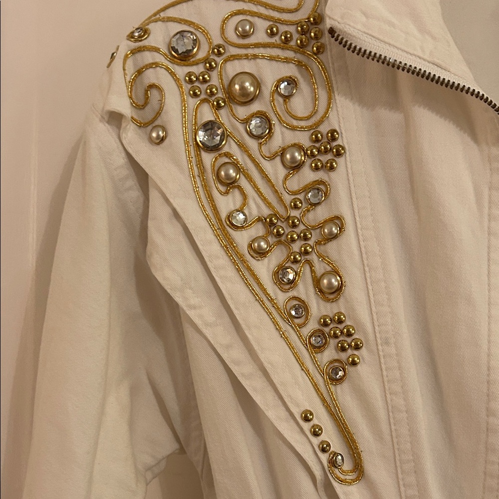White Embellished Jumpsuit - Picture 7 of 8